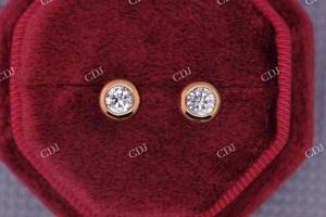 Nouveauté 1.0CTW VVS 18k jaune or coupe Moissanite Solitaire boucles d'oreilles femmes fête bijoux cadeau - Product Image 2