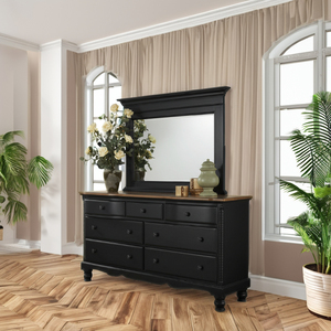 Elegant Wooden Dresser with Framed <b>Mirror</b> 7 Drawer Bedroom Storage <b>Vanity</b> <b>Dressing</b> <b>Table</b> with <b>Mirror</b> Lights - Product Image 2