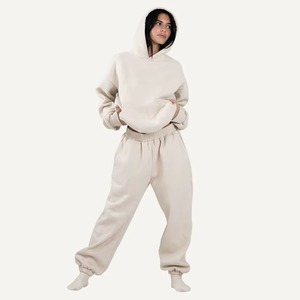 Wholesale <b>Oversized</b> Breathable Street Style Hoodie Sweatpants <b>Jogger</b> Set Custom Logo/Colors Heavyweight Fleece for Men Women - Product Image 6
