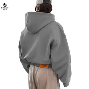 Alta calidad de encargo de la gota hombros en blanco de lana de peso pesado con cremallera sudaderas con capucha de gran tamaño Boxy Fit 500gsm sudaderas con cremallera a bajo precio - Product Image 2