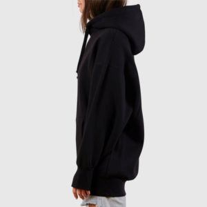 เสื้อมีฮู้ดผ้าฟลีซผ้าฝ้ายสีดำสำหรับทุกเพศงานปักสีและสีตามสั่ง - Product Image 3