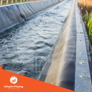 แผ่นฟิล์มบุ HDPE Geomembranes แผ่นพลาสติกกันน้ำสำหรับ100% ในบ่อน้ำวัสดุ HDPE บริสุทธิ์ทนทานต่อรังสี UV - Product Image 3