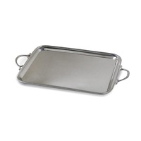 Plateau de service rectangulaire vintage en fer argenté, fait main, de haute qualité, en métal, pour bar, maison, hôtel, restaurant