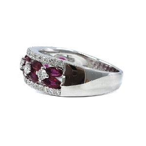 Bagues de mariage classiques en or blanc massif 18 carats avec diamants naturels et rubis, directement de l'usine chinoise, idéales pour un cadeau - Product Image 2