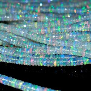 Etíope Fire Opal Heishi Tire Bead Wheel Cut Bead Strand Flashy Faceted Opal para cumpleaños Cuentas de piedra de 16 pulgadas - Product Image 5