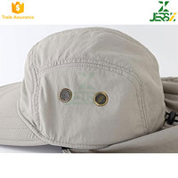 Topi Matahari Katun Bergaris Pelindung UV Lipat Uniseks, Penutup Leher Dapat Dilepas, Ringan, Bernapas, untuk Perjalanan, Bersepeda, Santai di Luar Ruangan