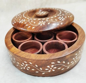 Boîte à épices en bois personnalisée pour la vente en gros, finition naturelle, rangement pour masala - Product Image 1
