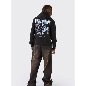 Sweat à capuche zippé en polaire épaisse personnalisée avec impression du logo sweat-shirt unisexe surdimensionné 420 gsm grande taille tenue décontracté - Product Image 5