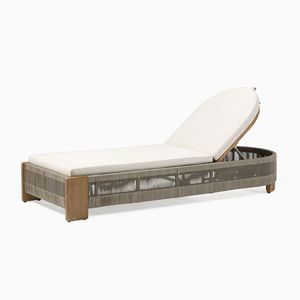 Modern Design Solid Teak Wood Frame Sun Lounger with Woven Rope Sunproof <b>Cushion</b> for Hotel & Villa Outdoor Use - Product Image 2