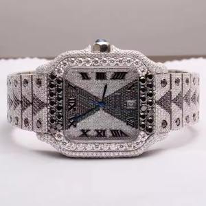 Reloj Mecánico ETA Analógico de Lujo Unisex Pulido con Marcadores de Hora de Diamantes Reales, Diseño Moderno, Resistente al Agua - Product Image 2