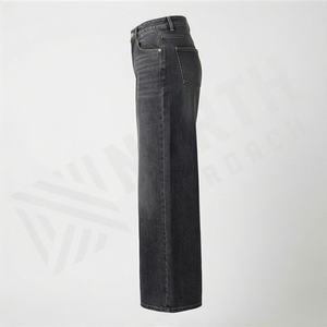 Pantalones Vaqueros de Mezclilla de Pierna Ancha para Mujer, Diseño Elegante, Lavado Claro, Color Personalizado, Transpirables, de Algodón, Ropa Urbana - Product Image 3