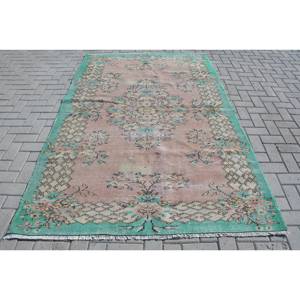 พรมลายเย็บปะสีเขียว8.1ft x 5.4แบบวินเทจแผ่นยางรองหลังสำหรับวัยรุ่น - Product Image 1