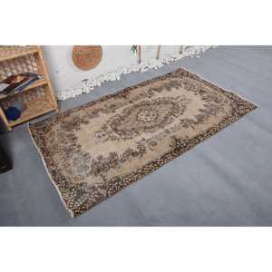 พรมตุรกีขนาด 3.7x6.8 ฟุต พรมวินเทจ พรมขอบสีน้ำตาลเบจ - Product Image 4