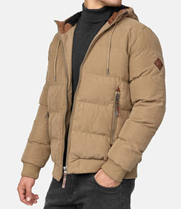 Custom Logo Winter Outdoor Windproof Quilted <b>Coat</b> Hooded Turn-down Collar OEM Wholesale Canvas High Street Puffer Jacket - Product Image 1