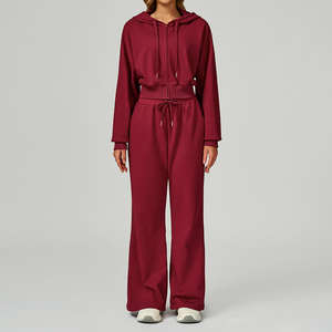 Conjunto Deportivo de Invierno para Mujer de Alta Calidad, con Cremallera, Pantalones Holgados de Cintura Alta Elástica y Top, Dos Piezas - Product Image 3