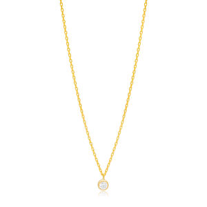 Colgante minimalista de Plata de Ley 925 con piedra de circón, colgante de cadena con colgante, diseño redondo - Product Image 1