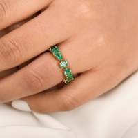 Pierre précieuse émeraude naturelle multi-formes et exclusive, fabriquée à la main en or 14k massif, bague d'éternité, bijoux en gros OEM