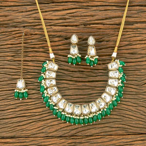 ล่าสุด Mehndi ชุบทองเหลืองทองแดงสตรี Indo Western ลูกปัดสร้อยคอชุดคลาสสิกดู - Product Image 5