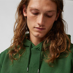 Sweat à capuche d'hiver thermique pour homme en coton 100% de haute qualité, poids lourd, avec poche brodée, motif uni, streetwear - Product Image 4