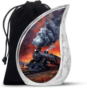 Estilo americano Metal Teardrop Tamaño adulto Urna de cremación Express Sunset Design Venta al por mayor Suministros funerarios - Product Image 1