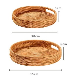 Juego de bandejas de ratán Tampa con asas para servir en fiestas, bodas, mesas de café, camas, cocina, Bandejas para servir al por mayor - Product Image 2