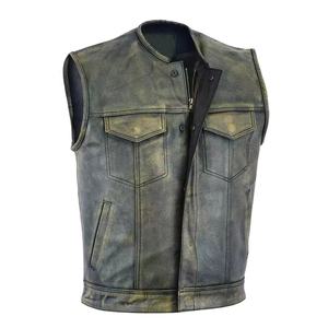 Chaleco de cuero genuino de vaca para hombre, chaleco marrón Vex, chaqueta sin mangas para hombre, chaleco Vintage grueso de alta calidad - Product Image 1