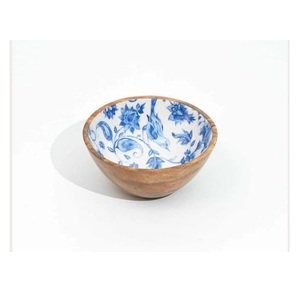 Ensaladera de madera decorativa esmaltada hecha a mano al por mayor cuenco de madera de mango de diseño impreso personalizable para uso multiusos - Product Image 4