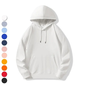 Sudadera con capucha de algodón para hombre, sudadera básica ajustada OEM con logotipo bordado personalizado, bolsillo de canguro y Capucha ajustable - Product Image 4