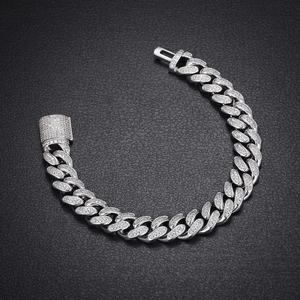 Bracelet à maillons cubains en or blanc Hip Hop 15mm VVS Moissanite Bracelet en diamant taille ronde pour homme en argent sterling 925 - Product Image 2