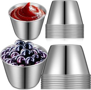 Tazas de salsa de tomate para ensalada de acero inoxidable con logotipo personalizado, cuenco para mezclar condimentos para fiestas, Metal elegante - Product Image 5