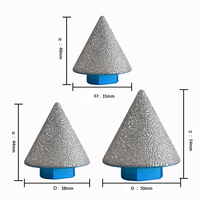 Outil de chanfrein diamanté brasé sous vide Tête de meulage conique/en forme de parapluie ODM personnalisable pour le perçage de carreaux/pierres/marbres