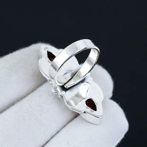 Red Garnet Ring 925 Sterling <b>Silver</b> Rhodium Plated Vintage Luxury Jewelry Gemstone Ring Thanksgiving Gift - Product Image 2