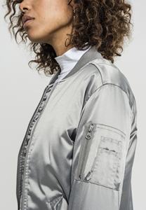 Chaqueta de bombardero de satén de talla grande para mujer, chaqueta de invierno con cremallera de poliéster, estilo transpirable, chaqueta universitaria lisa - Product Image 3