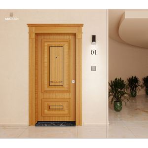 Porte de séparation intérieure en acier avec placage naturel, isolation thermique et acoustique, élégante, ultra sécurisée, designs personnalisables ABSDOOR ZENITH - Product Image 3