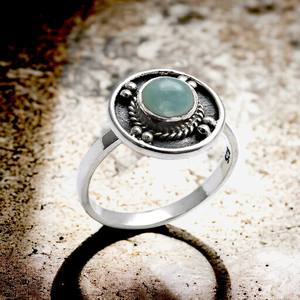 อัญมณีลาริมาร์ธรรมชาติ 925 เงินสเตอร์ลิงทรงกลมแหวนโบฮีเมียนเครื่องประดับทําด้วยมือราคาขายส่งซัพพลายเออร์จํานวนมากอินเดีย - Product Image 2