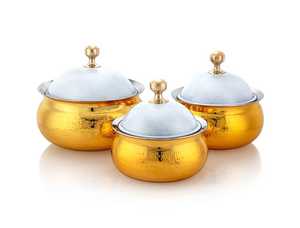 Unique Design Serving <b>Hot</b> <b>Pot</b> with Fascinated Quality Gold Pleated Finish For Serving Party Events and Precious Moments - Product Image 5