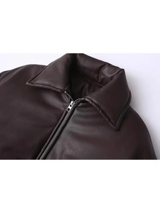 Abrigo de invierno para mujer con chaqueta de cuero estilo explosión Nuevas señoras Short Denim Lapel Outwear Fashion Trend Tops - Product Image 2