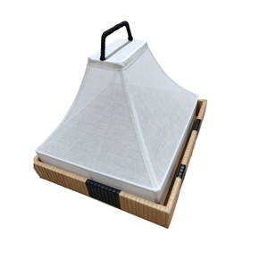 Abat-jour carré en tissu tissé moderne avec poignée noire et plateau de service en rotin, ensemble de décoration intérieure, accessoires chocolat en solde - Product Image 5