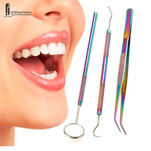 Kit d'examen dentaire primaire de 3 pièces en acier chirurgical réutilisable de qualité supérieure, instruments dentaires de diagnostic, poignée ergonomique manuelle - Product Image 1