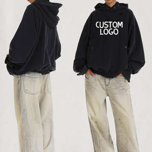 เสื้อฮู้ดทรงถุงผ้าคอตตอนแบบสวมหัวปักสีพื้น100% เปิดไหล่ดีไซน์ใหม่สำหรับฤดูใบไม้ร่วงของผู้ชาย - Product Image 5