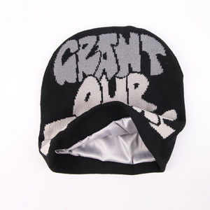 Gorro de satén con logotipo de Jacquard personalizado al por mayor, tejido de poliéster/algodón forrado 3D con imagen bordada unisex - Product Image 5