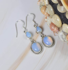 925โอปอลสีธรรมชาติน้ำนมเงินสเตอริงต่างหูแบบเกี่ยว1คู่หินก้อนใหญ่สำหรับเป็นของขวัญสำหรับเธอ - Product Image 3