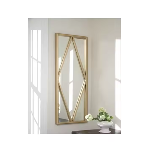 Espejo de pared con marco de hierro de estilo moderno hecho a mano, forma personalizable, duradero, ecológico, 5mm de espesor, decorativo para sala de estar y dormitorio - Product Image 1