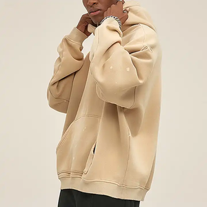 Personnalisé noir surdimensionné 400g polaire recadrée sweats à capuche délavé à l'acide style luxe épaule tombante 100% coton pour l'hiver - Product Image 5