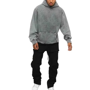 Sweat à capuche d'hiver 240 g/m² en coton tricoté épais 100 % personnalisé, coupe oversize, couleur unie, délavage acide vintage, séchage rapide, anti-plis - Product Image 3