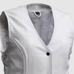 Wholesale Breathable Winter <b>white</b> Leather <b>Vest</b> for <b>Men</b> Fashion Customize Plus Size Crew Neck Motorbike <b>Vest</b> New Wholesale Price - Product Image 6