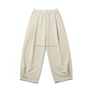 High Quality Customizable Men's Canvas Wide Leg <b>Trousers</b> Streetwear Loose Fit Lightweight <b>Elastic</b> Waist Pleated Casual Summer - Product Image 6