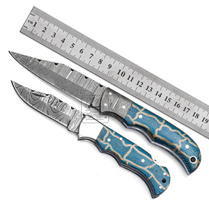 Damascus thép dao Đặt dấu vân tay micarta xử lý cao cấp Da vỏ bọc DD-DUO-123 OEM đa chức năng săn bắn ngoài trời - Product Image 4