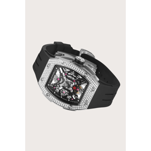 Montre de sport de luxe pour homme, automatique, avec diamants, bracelet en caoutchouc noir, étanche, lumineuse, 41 mm, tonneau, classique, mécanique - Product Image 3