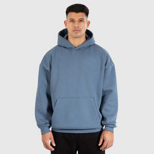 เสื้อฮู้ดดี้ผู้ชายผ้าฝ้ายเฟรนช์เทอร์รี่ 100% ทรงโอเวอร์ไซส์ สไตล์เรียบง่าย น้ำหนักมาก รับสกรีนโลโก้ตามแบบ - Product Image 2